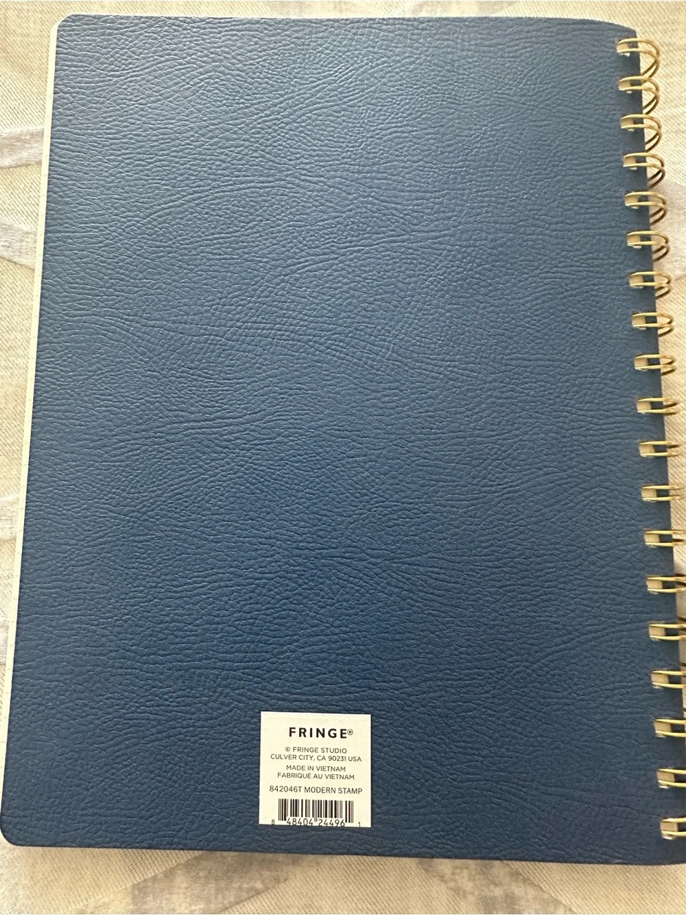 Fringe Navy Spiral Notebook with Gold Foil